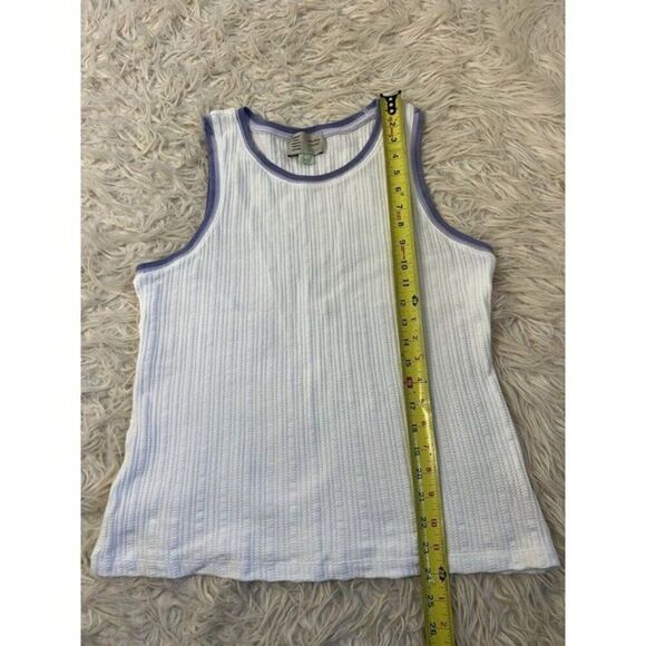 Anthropologie Saturday Sunday Seidler Ribbed Tank Top White & Purple Size Large - Picture 3 of 8